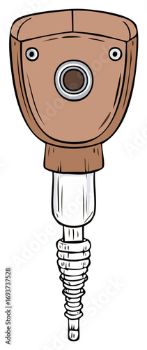 Isolated cartoon illustration of an artificial prosthetic leg