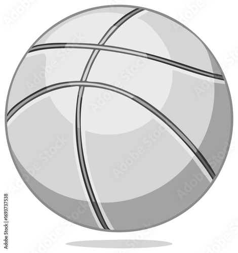 Grayscale Basketball with Black Lines Sport and Recreation Ball Illustration
