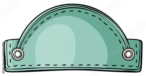 Teal Fabric Patch with Stitches and Grommets Decorative Applique Vector Illustration