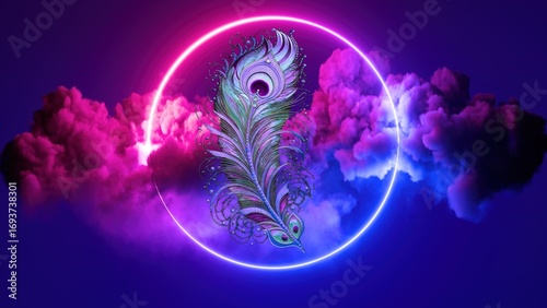 abstract fractal background with peacock feather
