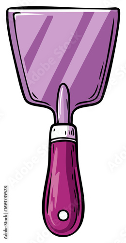 Purple putty knife scraper tool cartoon illustration