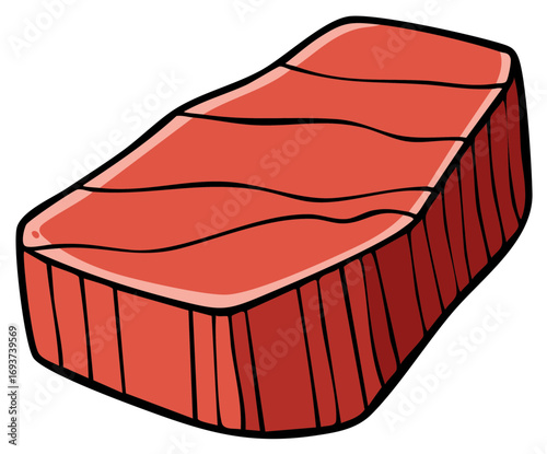 Raw red meat steak with marbling and texture illustration