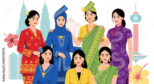 Diverse Women in Traditional Attire Representing Cultural Heritage and Unity