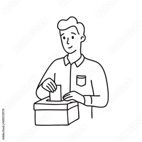 A person dropping a ballot into a vote box