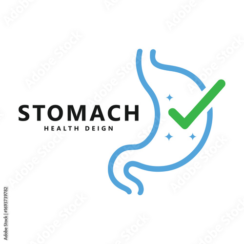 Health stomach with check mark logo design vector graphic symbol icon illustration creative idea