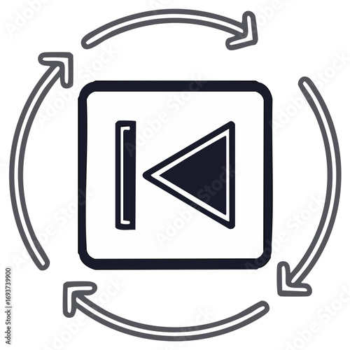 Rewind Icon with Circular Arrows for Infinite Loop Control Audio or Video