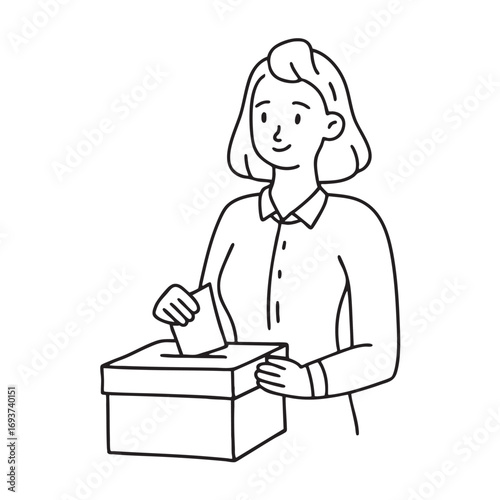 A person dropping a ballot into a vote box