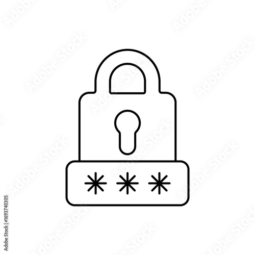password icon outline editable stroke line drawing eps