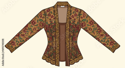Elegant Traditional Floral Embroidered Jacket Design with Intricate Ethnic Patterns