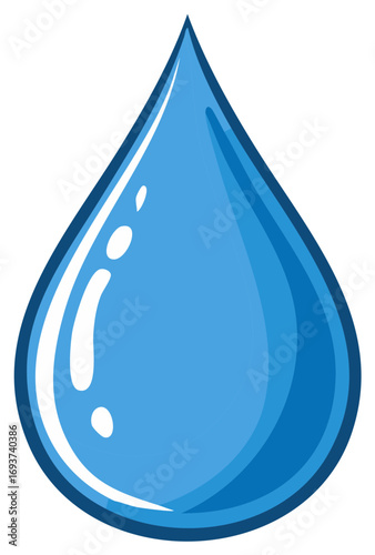 Single blue water drop graphic illustration, clean freshwater resource concept, healthy hydration, nature element design