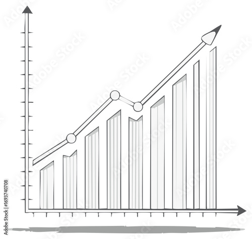 Growth Chart Graphic with Increasing Bar Heights and Upward Pointing Arrow Symbol