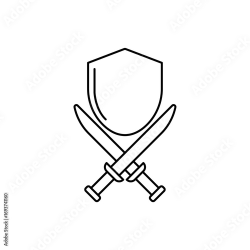 defense icon outline editable stroke line drawing eps