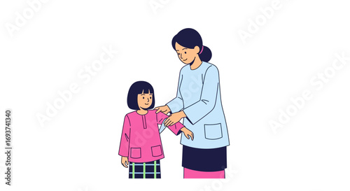 Caring Medical Professional Attending to Young Girl. Pediatric Health Check-up or Vaccination Concept.