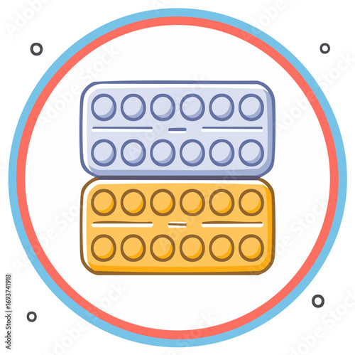 Two stacked medicine blister packs health pharmacy medical drugs illustration