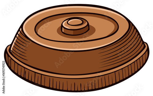 Traditional brown clay pot lid for cooking storage kitchenware rustic illustration