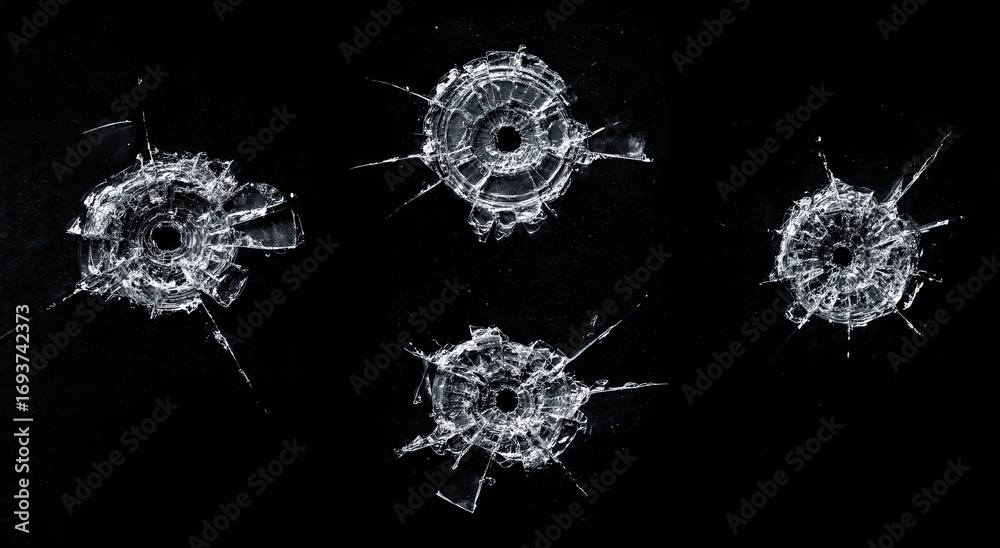 Naklejka premium Shattered glass with bullet holes (7)