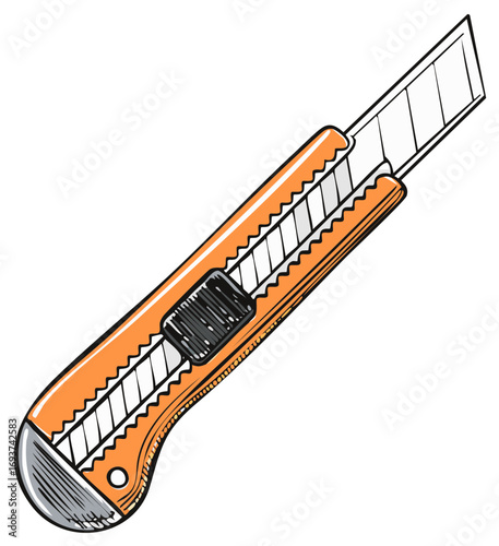 Orange utility knife illustration