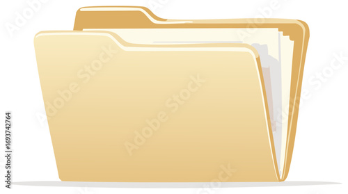 Brown file folder with documents inside open for office organization