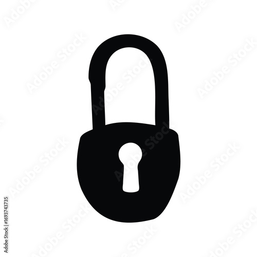 Vintage style padlock icon in black and white for security purposes
