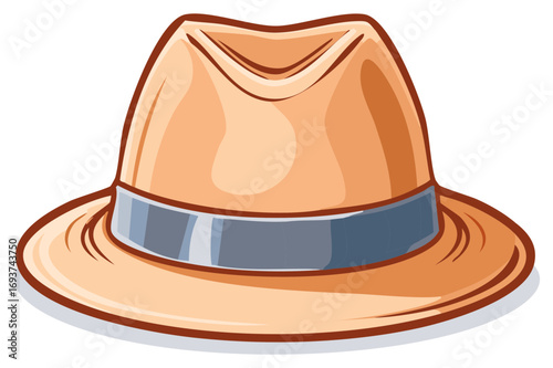 Classic fedora hat with a blue band and wide brim