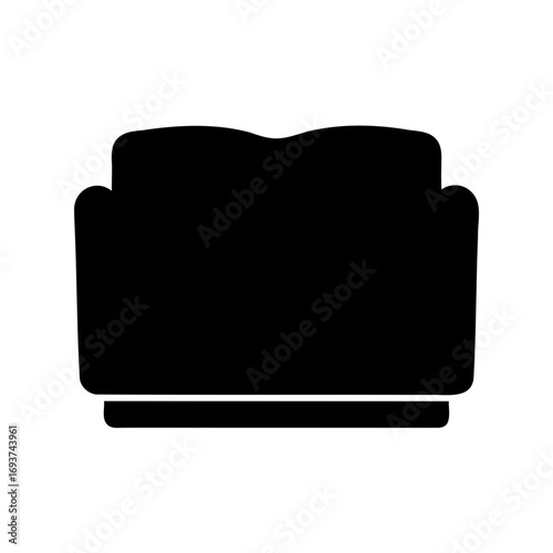 A simplified black and white image of a couch or sofa silhouette