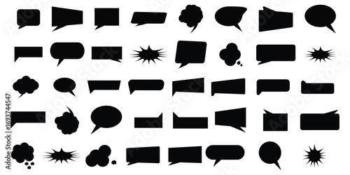 set of Speech Bubble icon collection. Speech bubble comic icon, flat  Cloud message box, speech bubbles collection. Speech bubbles isolated on white background.