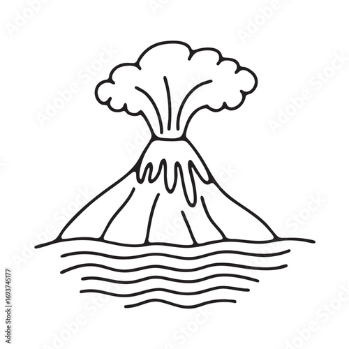 A volcano forming a new island in the ocean