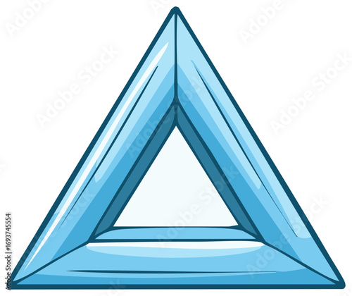 Geometric Triangular Frame with Light Blue Glass or Plastic Material