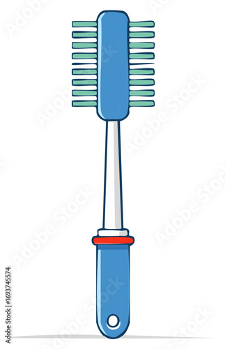 Vibrant blue and green cartoon bottle brush for cleaning baby bottles and kitchenware hygiene