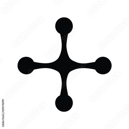 Abstract Four Point Symmetry Symbol Representing a Molecular Structure in Black