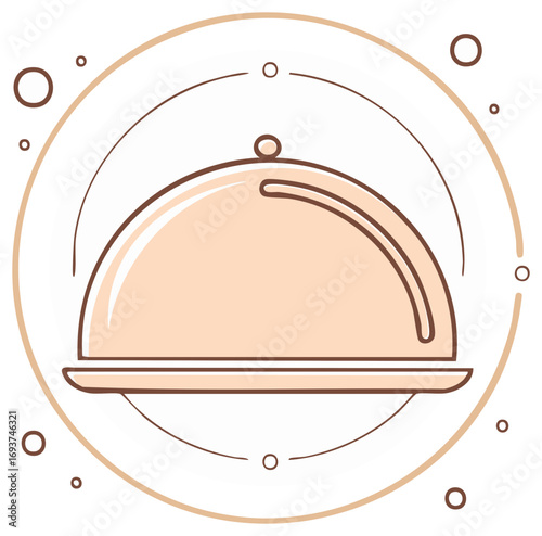 Elegant Catering Dome Cloche Serving Tray Illustration With Circles