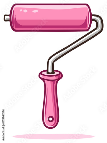 Pink Paint Roller Illustration for Home Improvement and DIY Projects