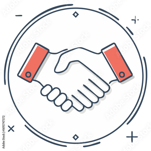 Handshake line art icon for business agreement and partnership