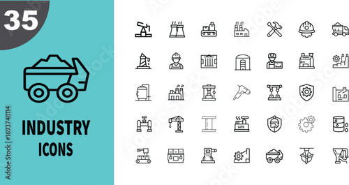 Collection of industrial icons for business and technology