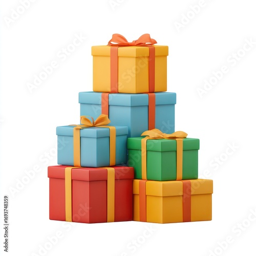 Colorful Gift Boxes Stacked for Celebration and Special Occasions