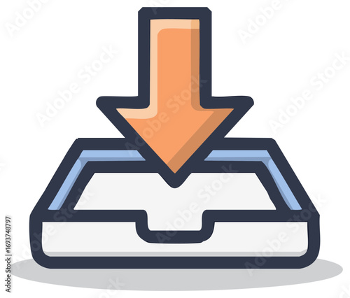 Downloading Information into an Inbox Style Illustration with Shadow
