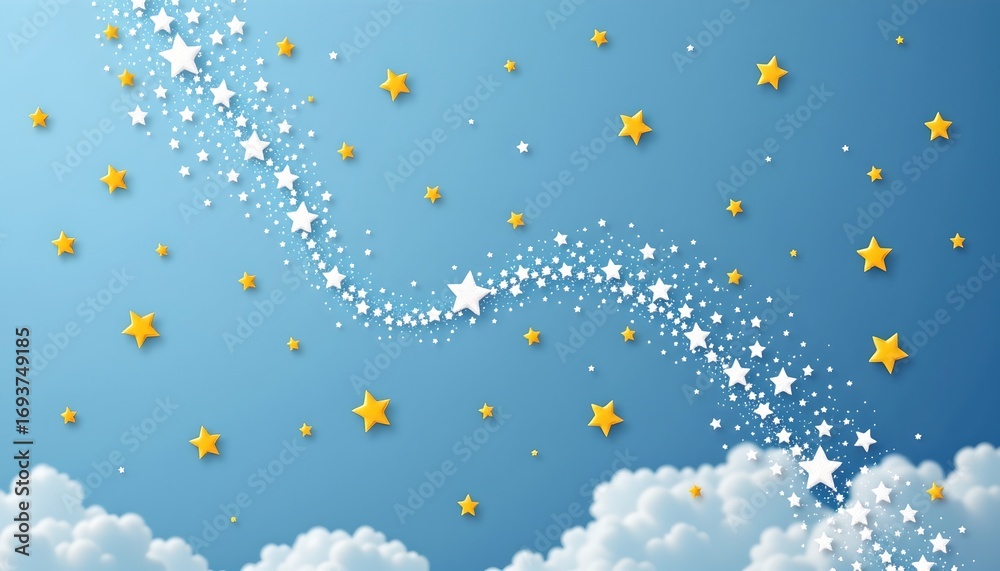Fototapeta premium Dreamy Blue Night Sky with Sparkling Stars and Stardust