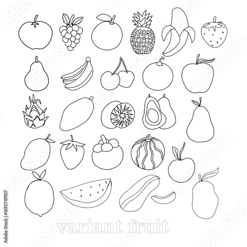 Set of popular fruit variant different. tropical fruits element design