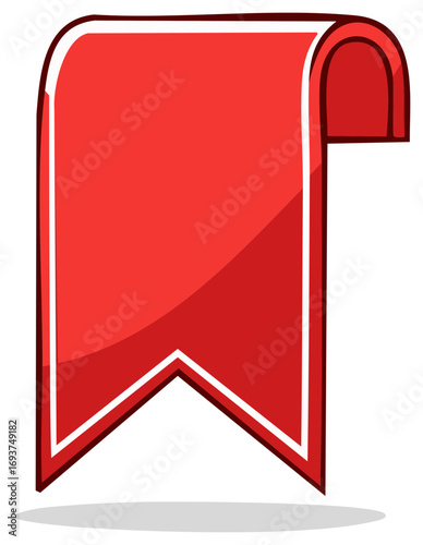 Stylized Red Bookmark Tab with White Outline and Shadow