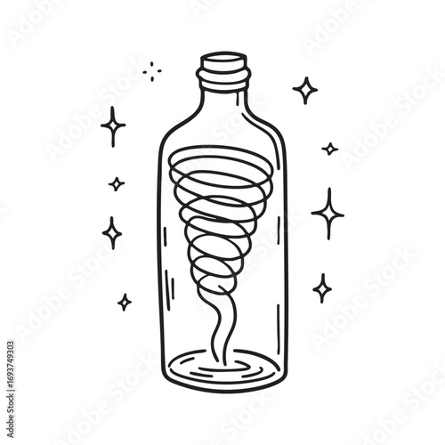 A vortex rising from a spinning bottle