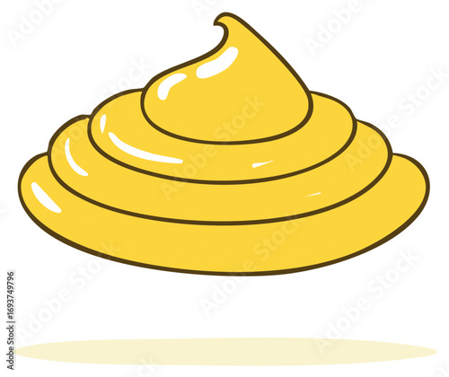Shiny Swirl of Mustard Condiment Illustration Yellow Sauce Swirls for Hot Dogs Hamburgers