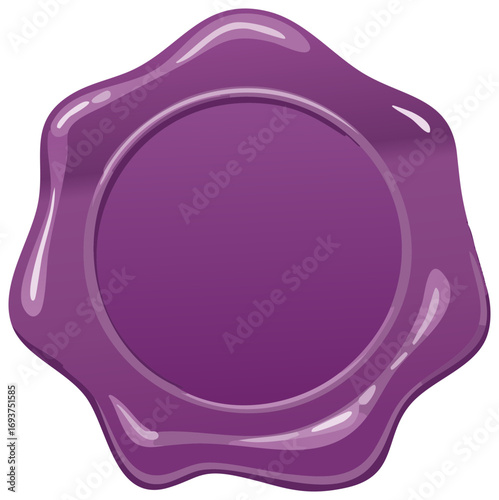 Blank Shiny Purple Wax Seal Illustration for Official Documents or Letters