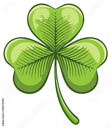 Isolated Vibrant Green Three Leaf Clover Shamrock Symbol of Luck and Celebration