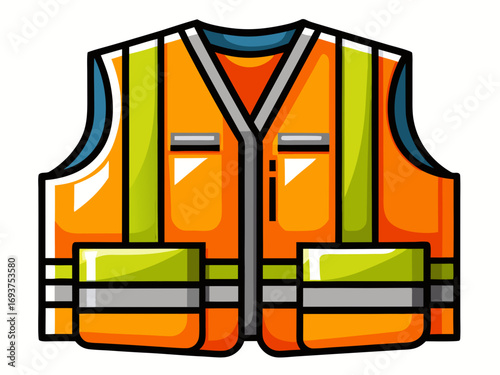 A high-quality vector illustration of a reflective safety vest, road safety vest icon set, isolated on a white background