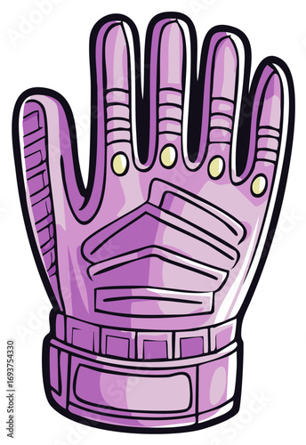 Violet purple padded hand glove handwear protective gear isolated