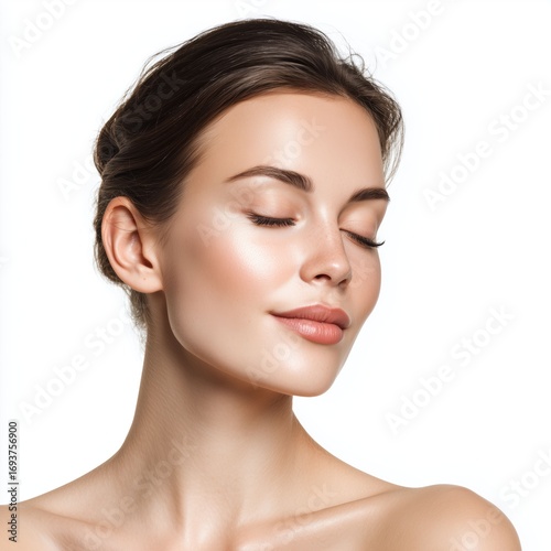 Radiant Beauty: A Woman's Exquisite Face , white background cut out PNG