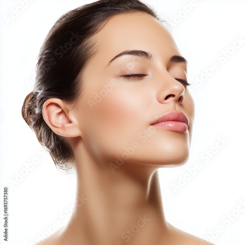 Beautiful Woman Portrait - Perfect Skin and Beauty , white background cut out PNG