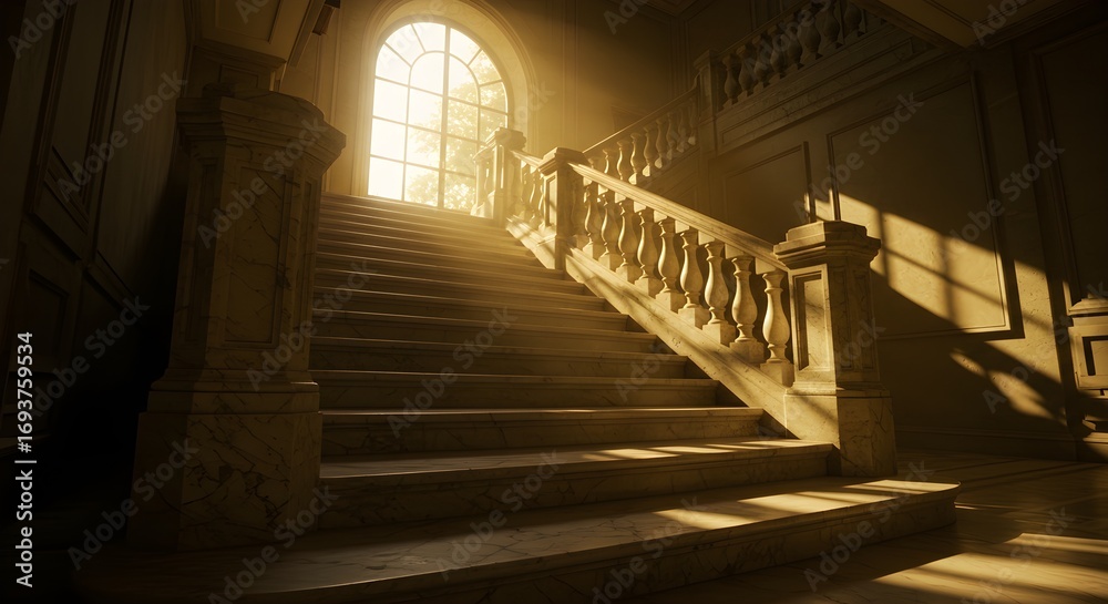 Obraz premium Grand staircase sunlight interior