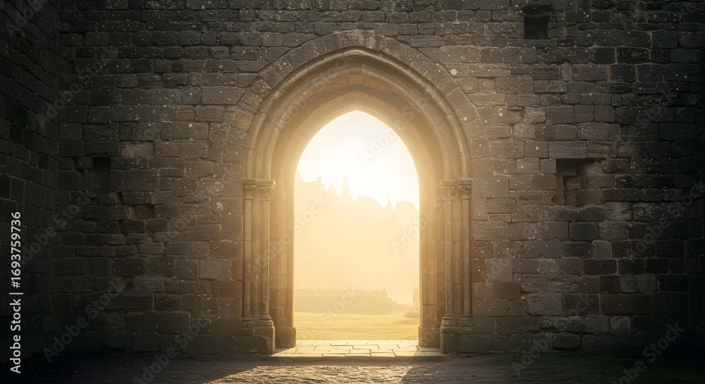 Fototapeta premium Stone archway opens to light
