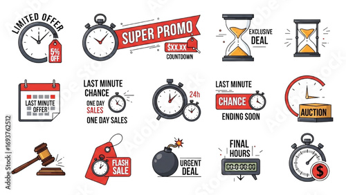 Limited Offer Countdown Vector | Clock Sale Banner, Last Minute Deal Promotion